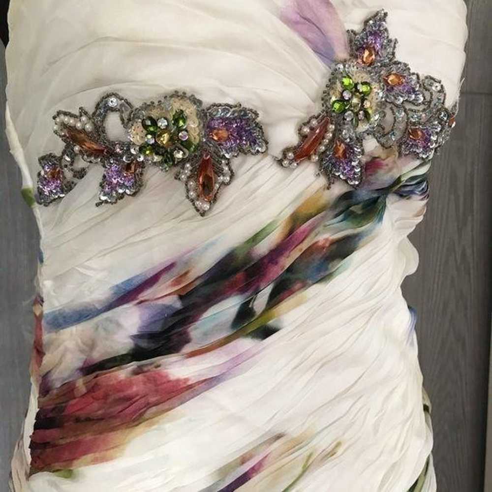 Mac Duggal couture silk watercolor floral formal … - image 6