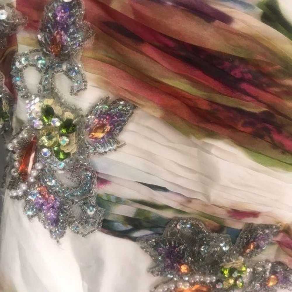 Mac Duggal couture silk watercolor floral formal … - image 7