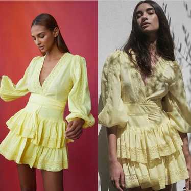 Maia Bergman | Mika Wrap Mini Dress in Lemonade S… - image 1