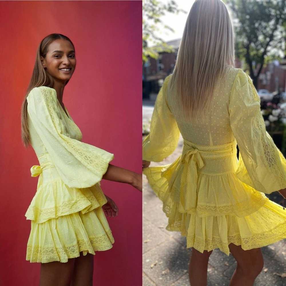 Maia Bergman | Mika Wrap Mini Dress in Lemonade S… - image 2