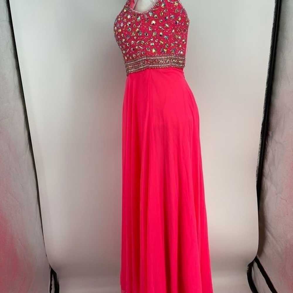 Panoply neon pink stoned bodice evening gown - image 10