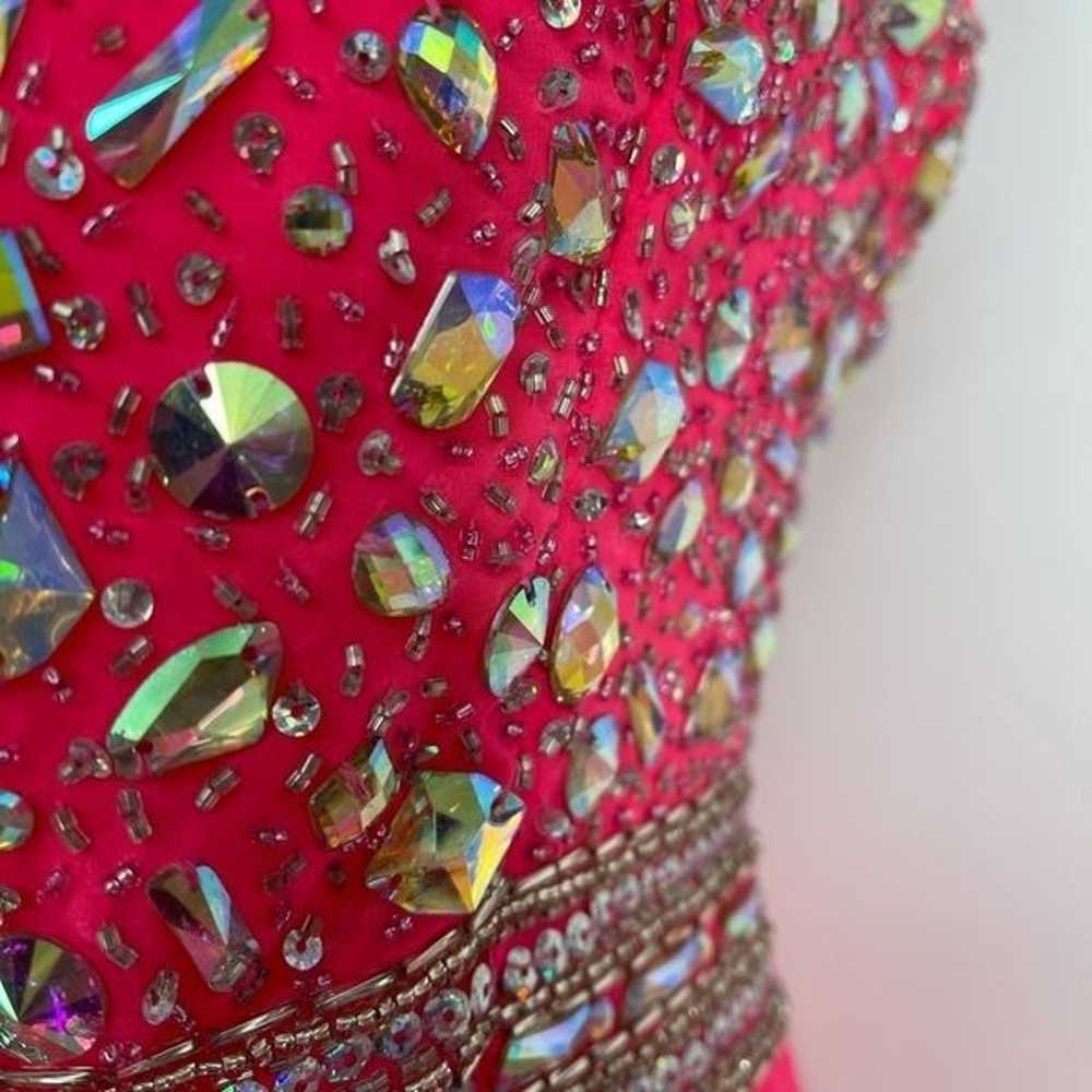 Panoply neon pink stoned bodice evening gown - image 11