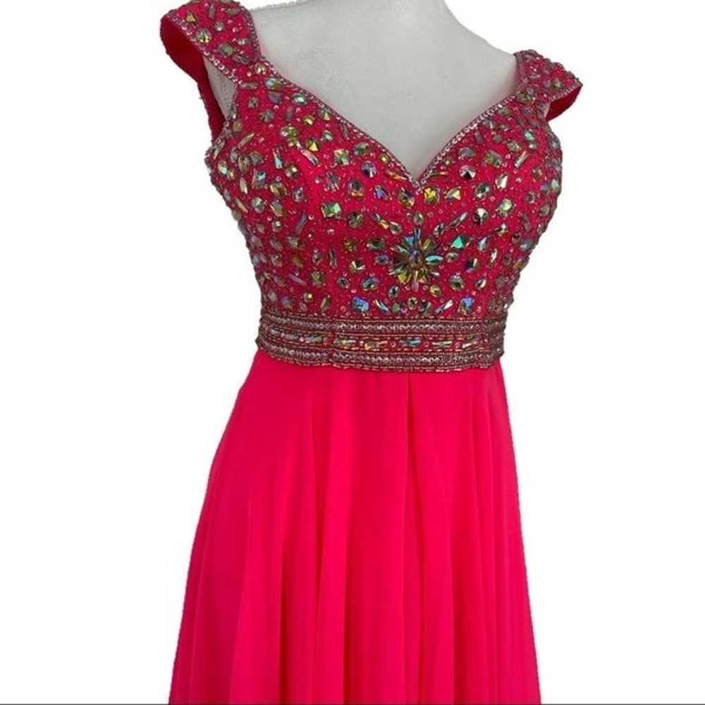 Panoply neon pink stoned bodice evening gown - image 2