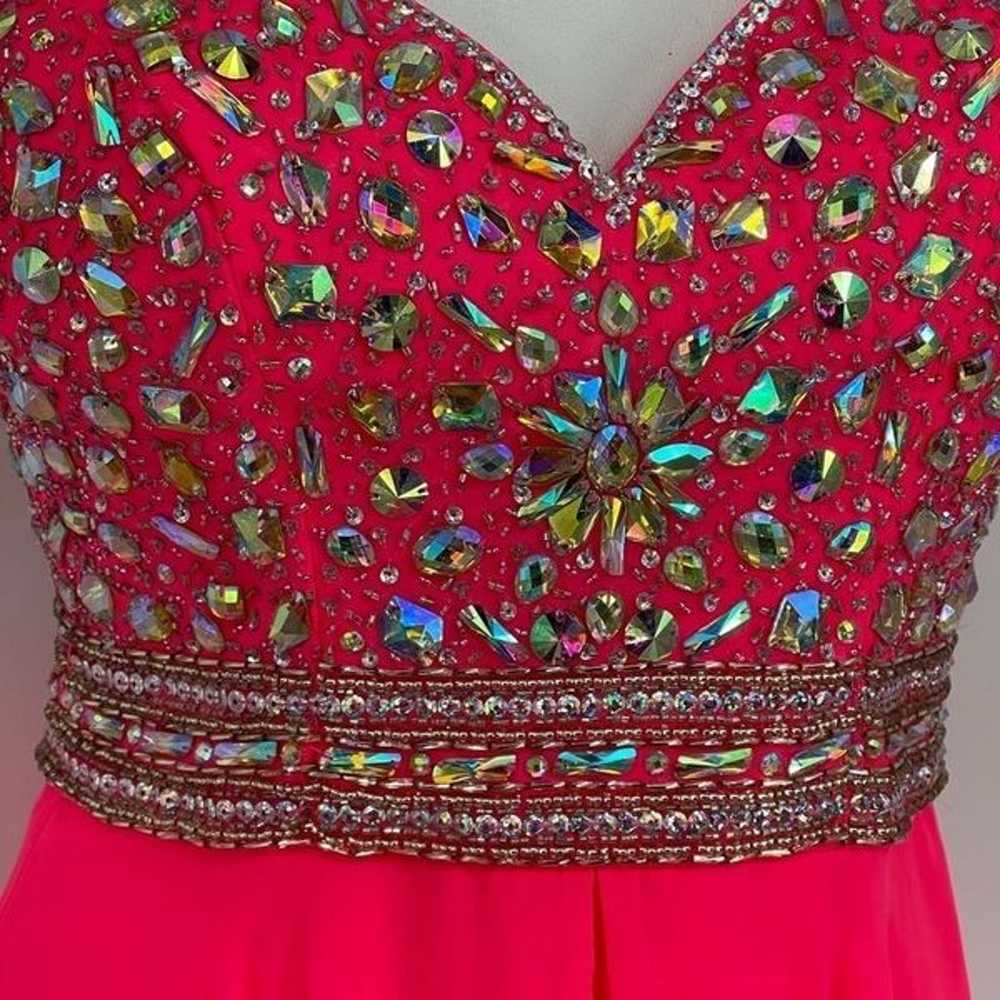 Panoply neon pink stoned bodice evening gown - image 3