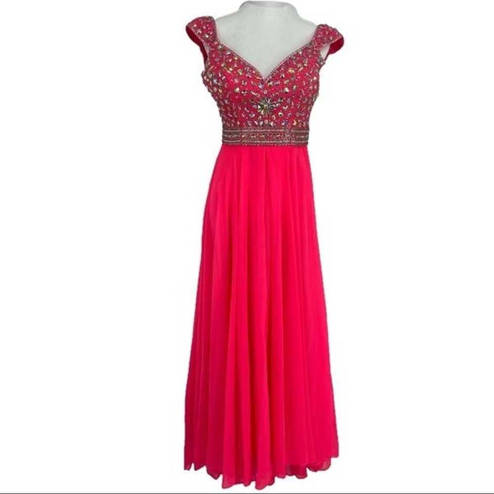 Panoply neon pink stoned bodice evening gown - image 4
