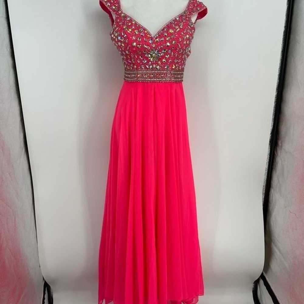 Panoply neon pink stoned bodice evening gown - image 5