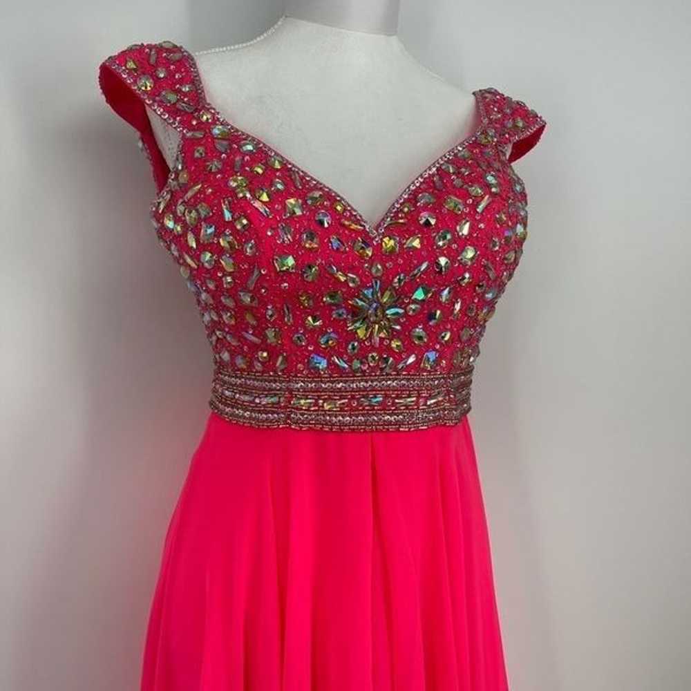 Panoply neon pink stoned bodice evening gown - image 6