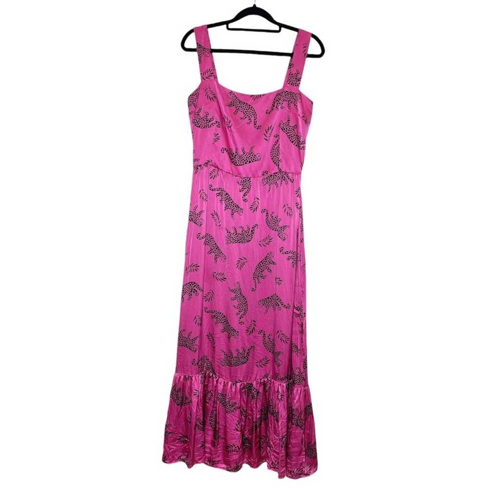 HVN Pink Black Silk Leopard Sleeveless Olympia Mi… - image 1