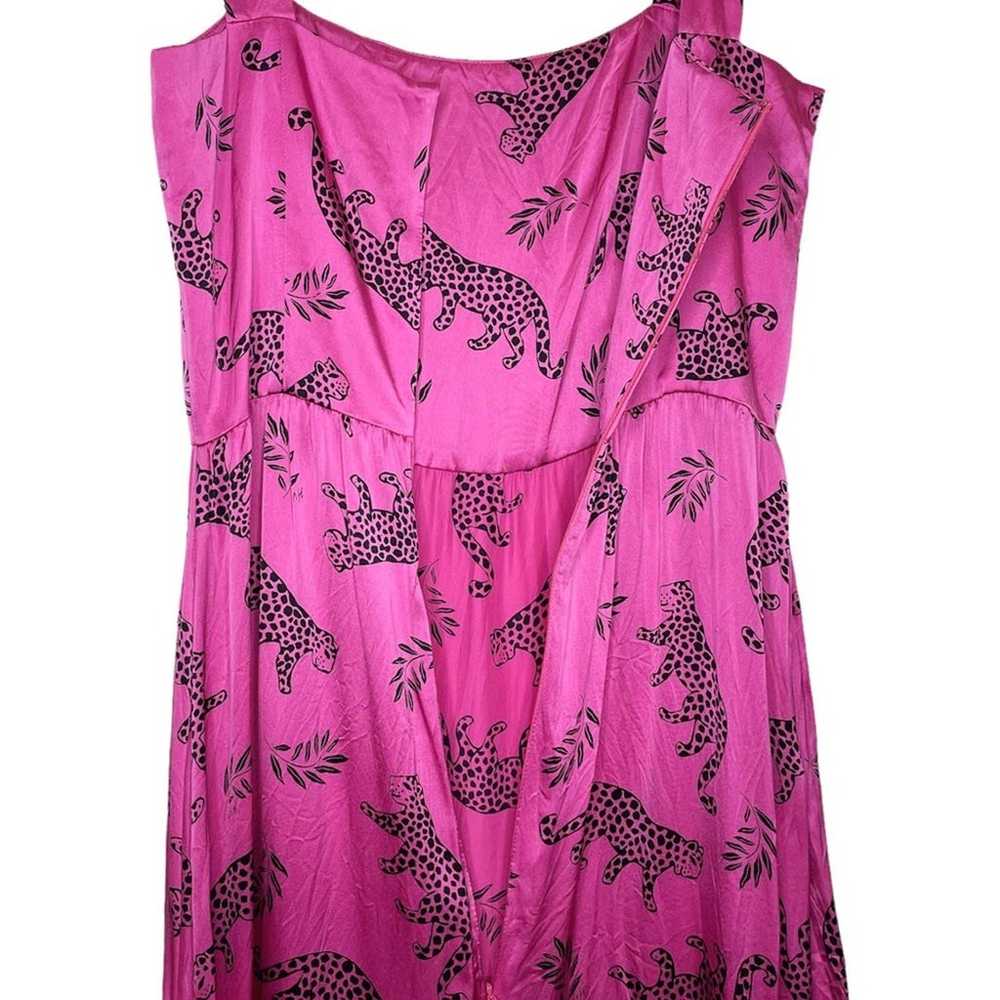HVN Pink Black Silk Leopard Sleeveless Olympia Mi… - image 6