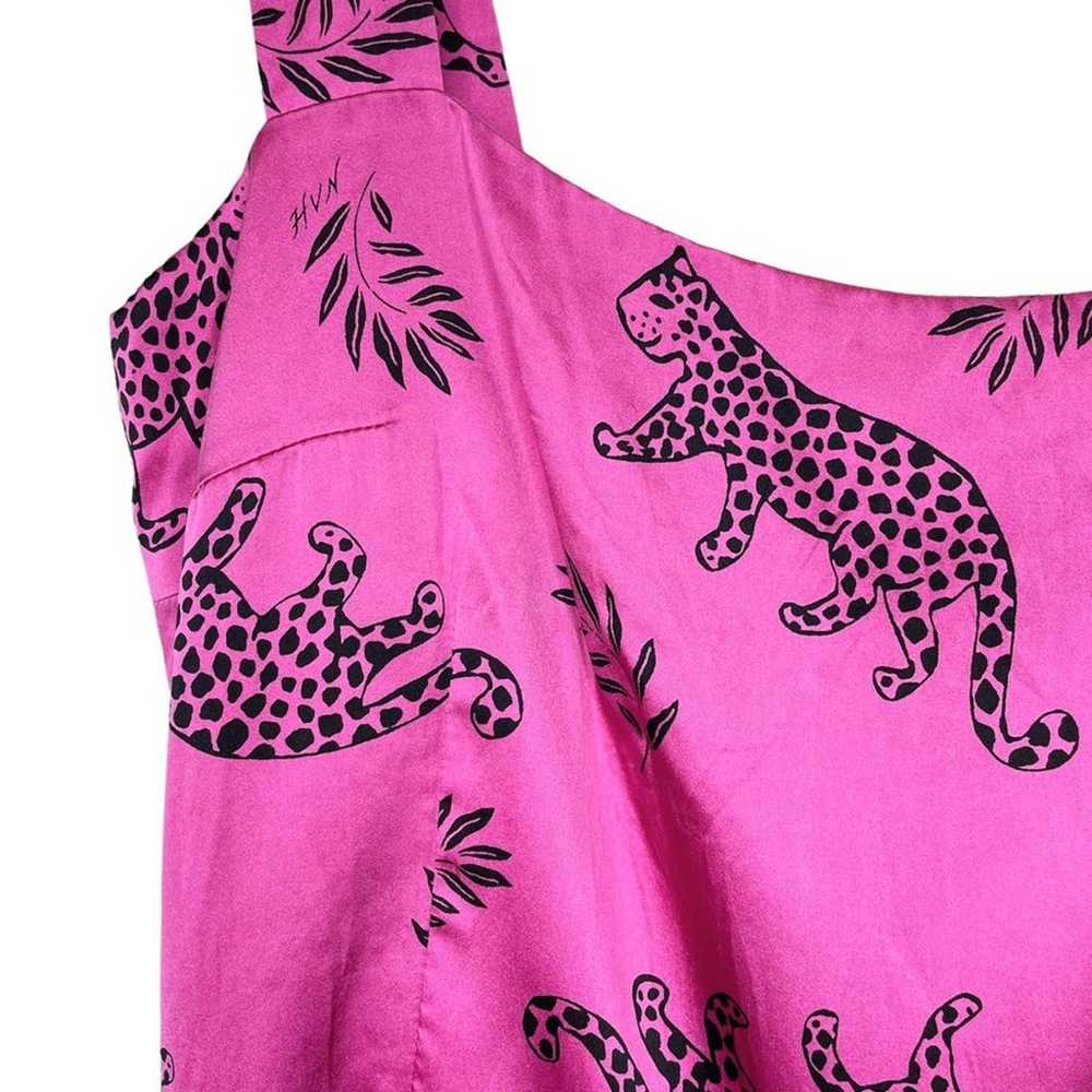 HVN Pink Black Silk Leopard Sleeveless Olympia Mi… - image 7