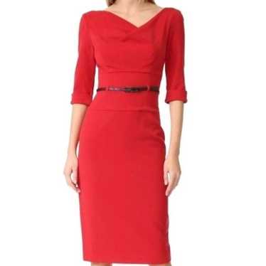 Black Halo Classic Red Belted Jackie O 3/4 Sleeve 