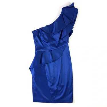 Jessica Simpson Royal Blue Ruffle One Shoulder Ev… - image 1