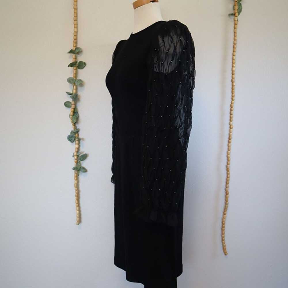 Vintage St John Black Sweater Dress Sheer Puff Be… - image 9