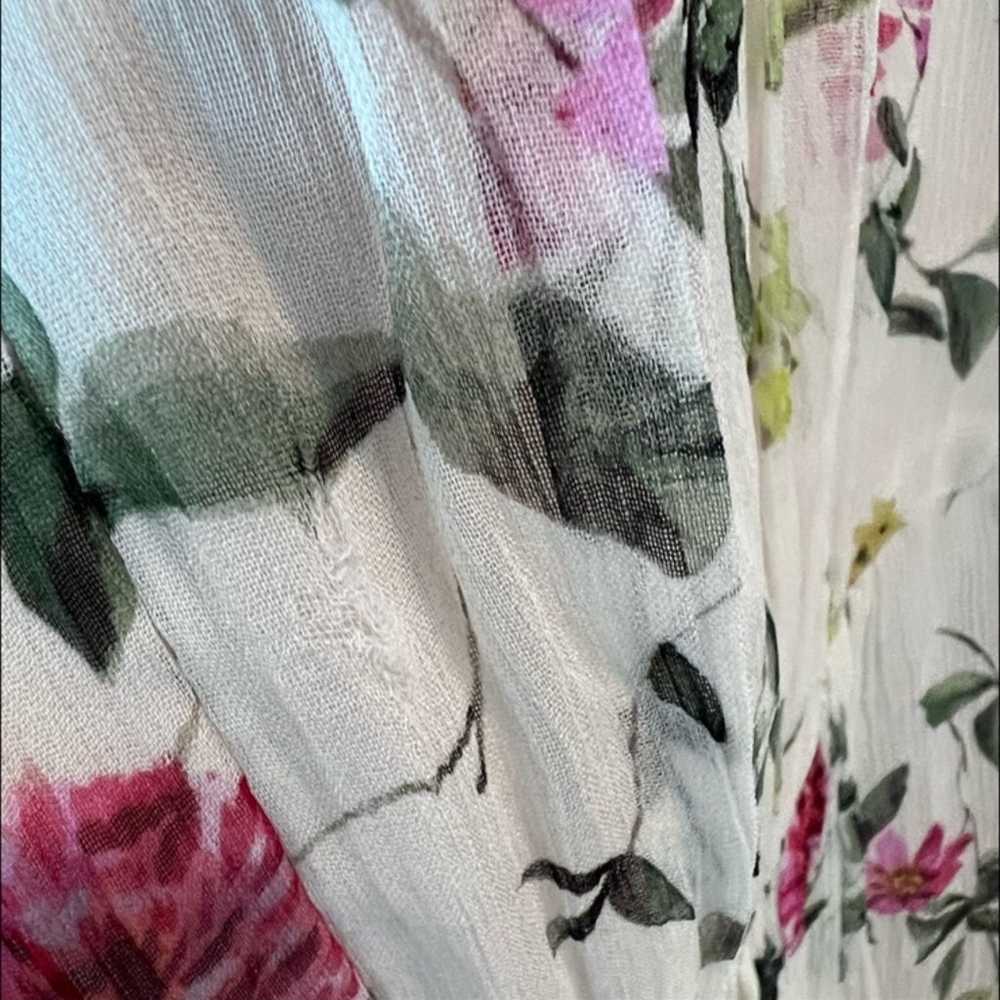 ML Monique Lhuillier Floral Pleated Chiffon Gown - image 11