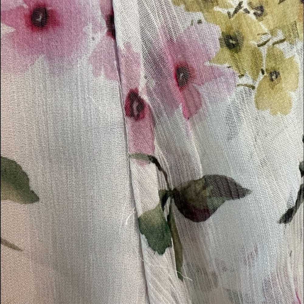 ML Monique Lhuillier Floral Pleated Chiffon Gown - image 7