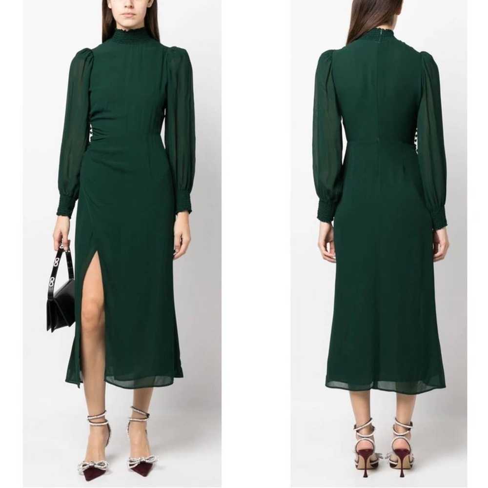 Reformation Aude Forest Green High Neck Midi Dres… - image 1