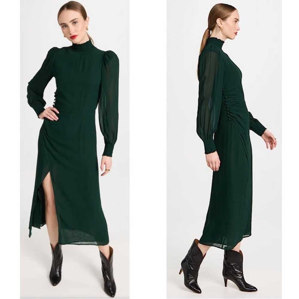 Reformation Aude Forest Green High Neck Midi Dres… - image 2