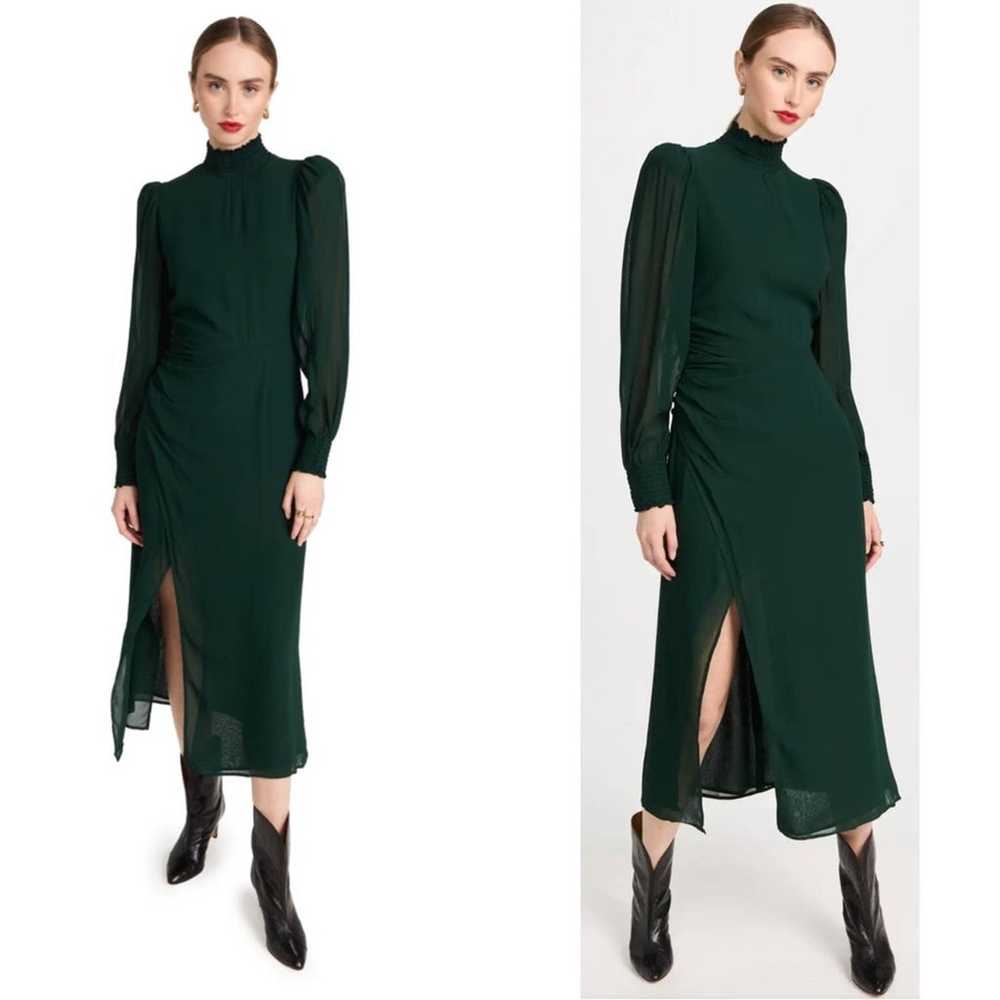 Reformation Aude Forest Green High Neck Midi Dres… - image 4