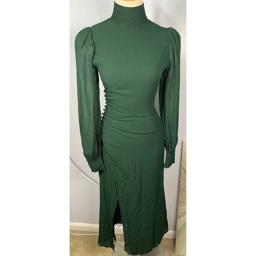 Reformation Aude Forest Green High Neck Midi Dres… - image 5