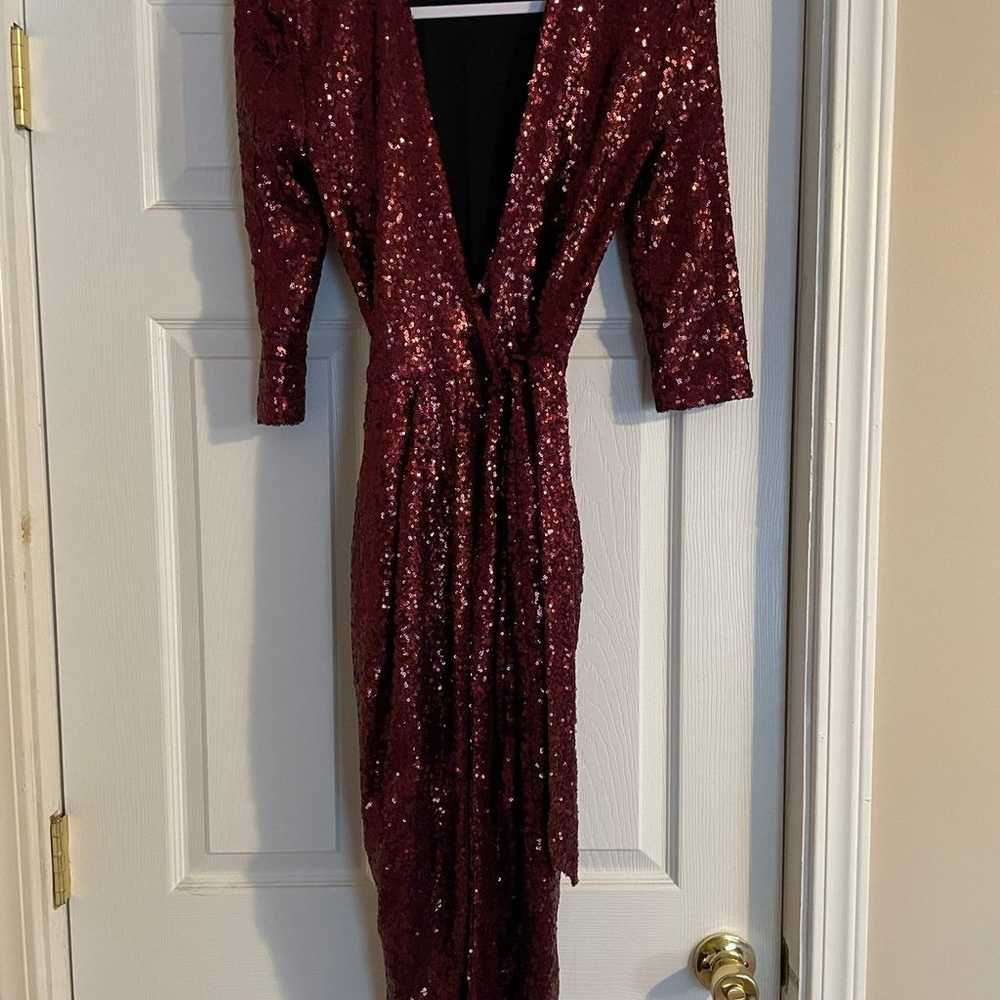 Zhivago Burgundy Wrap Sequin Dress - image 2