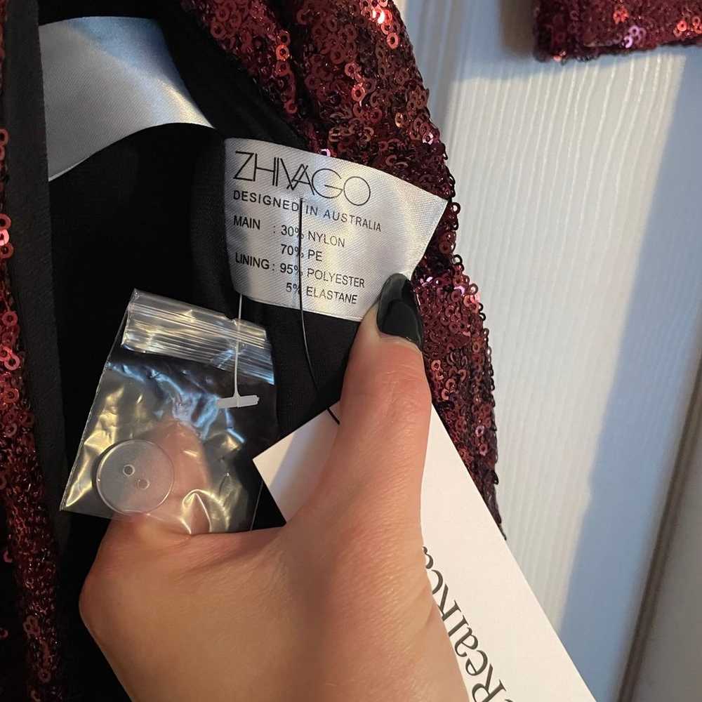 Zhivago Burgundy Wrap Sequin Dress - image 5
