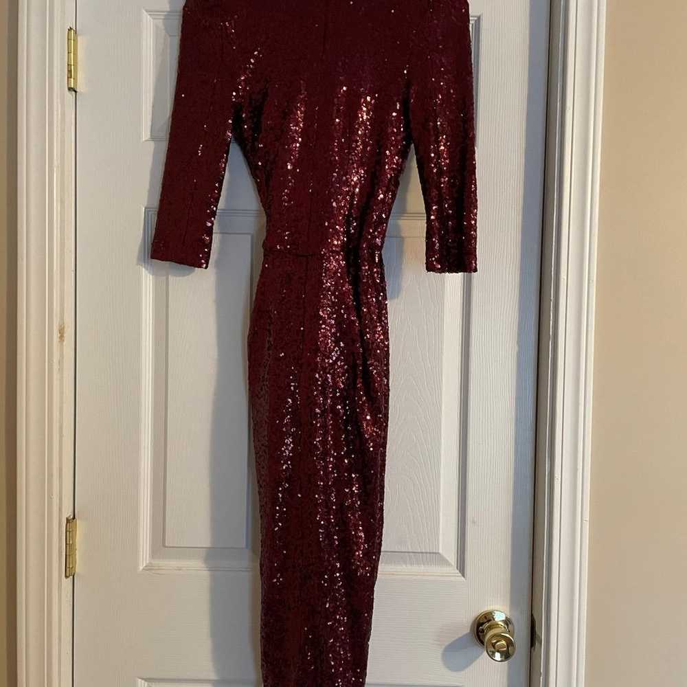 Zhivago Burgundy Wrap Sequin Dress - image 6