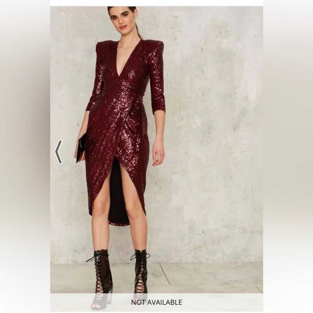 Zhivago Burgundy Wrap Sequin Dress - image 7