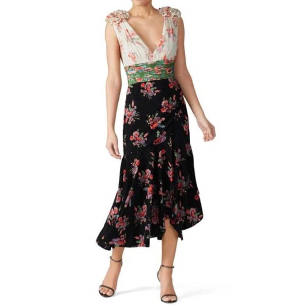 AMUR Multicolor Printed Silk Floral Lolly Dress S… - image 1