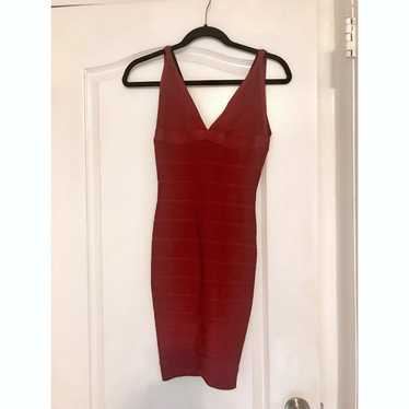 Herve Leger Cranberry Red Bodycon Dress - image 1
