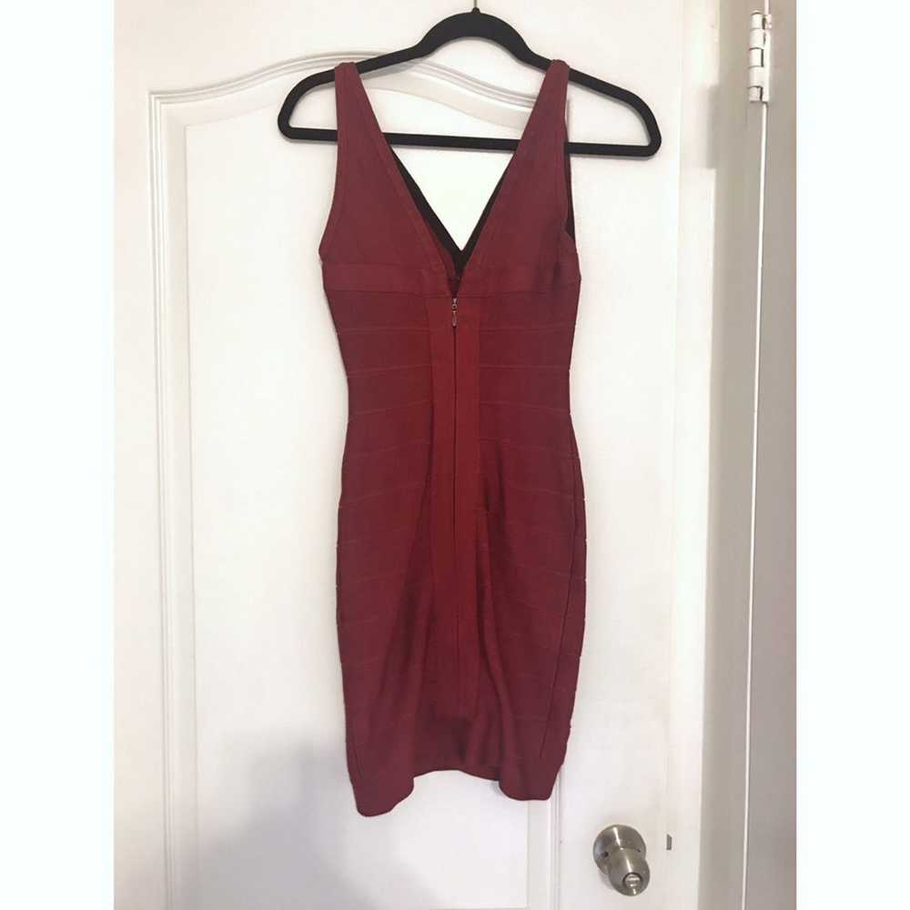 Herve Leger Cranberry Red Bodycon Dress - image 2