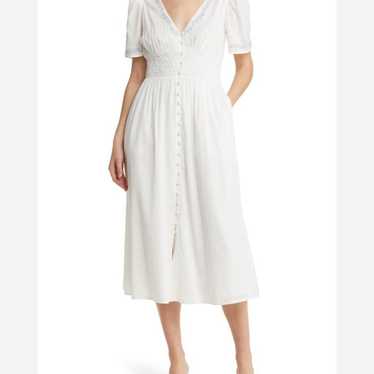 Reformation Kamryn Midi Dress in Cotton-Voile Whit