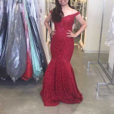 Red mermaid prom dress - image 1