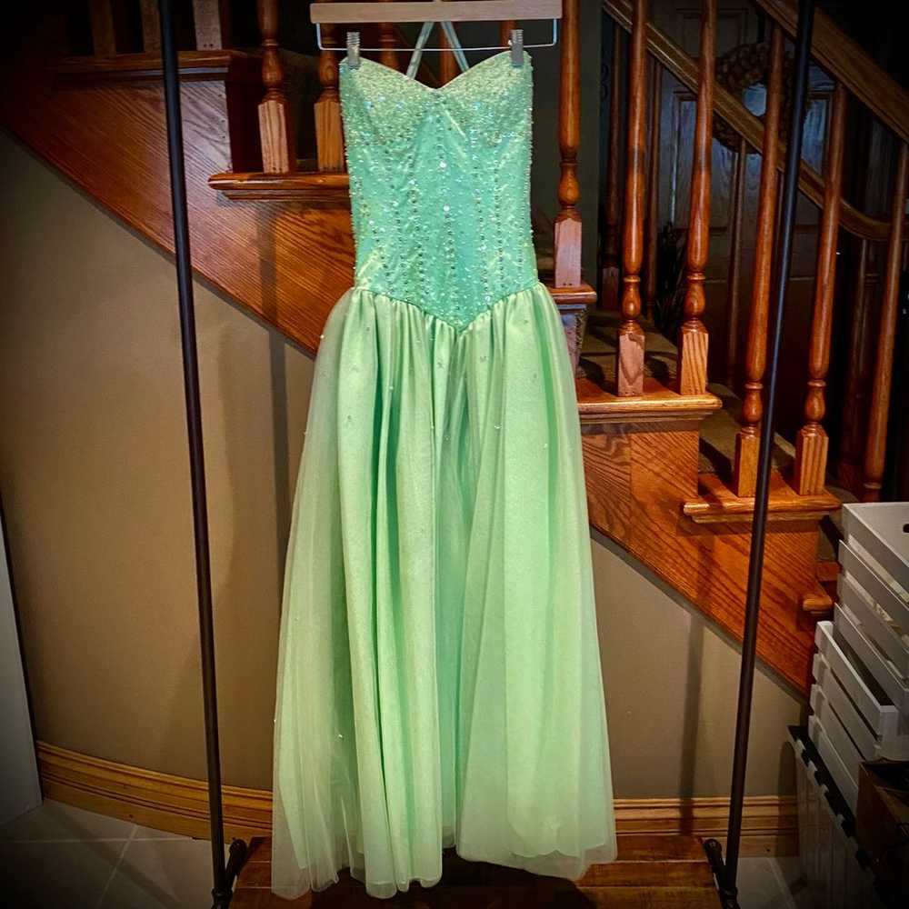 Apple Green Sweetheart Sequin Tulle Ballgown Dres… - image 1