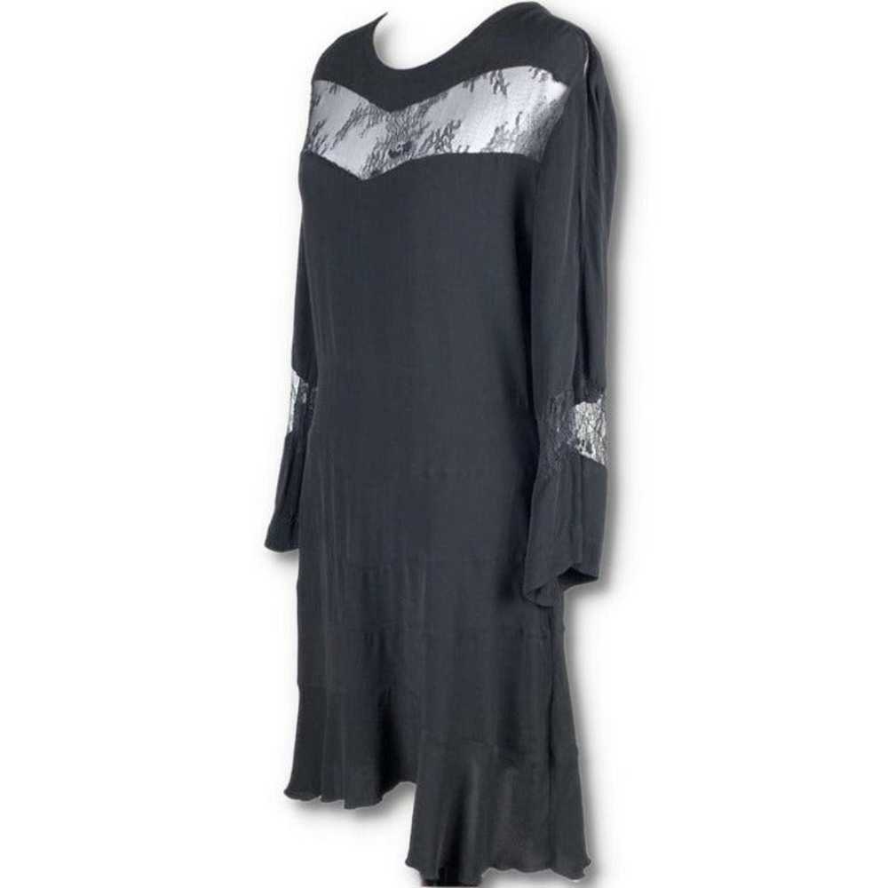 IRO hania dress size 38 black 3/4 sleeve lace pan… - image 10