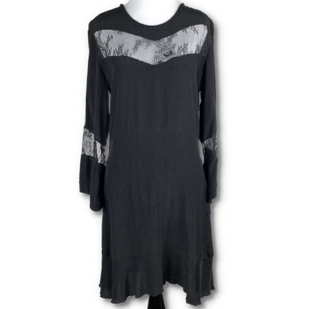 IRO hania dress size 38 black 3/4 sleeve lace pan… - image 2