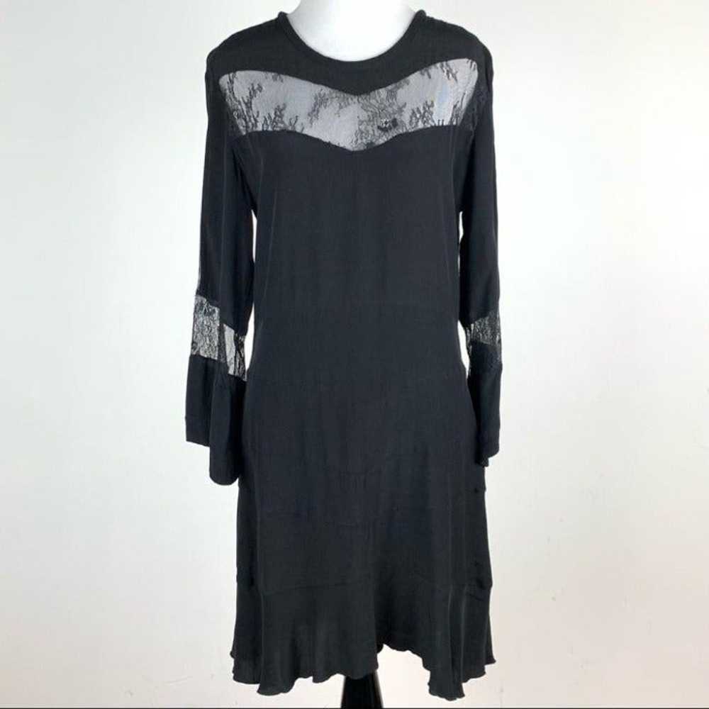 IRO hania dress size 38 black 3/4 sleeve lace pan… - image 3