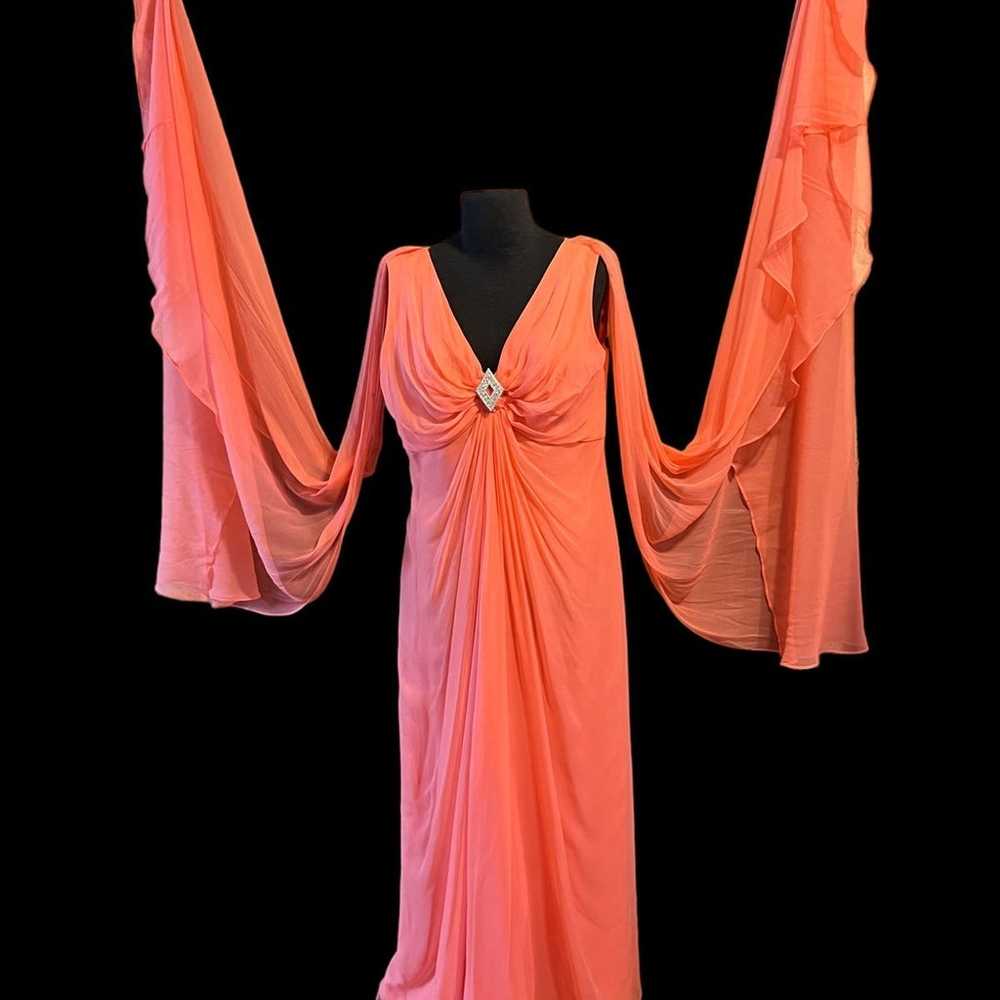Vintage 60's Emma Domb coral whismical gown dress - image 1