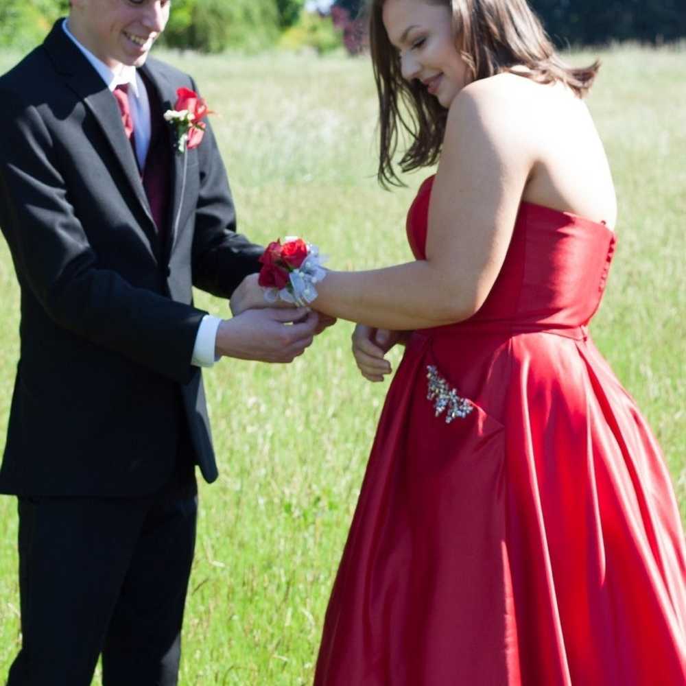 Red Full Length Prom Dress - image 5