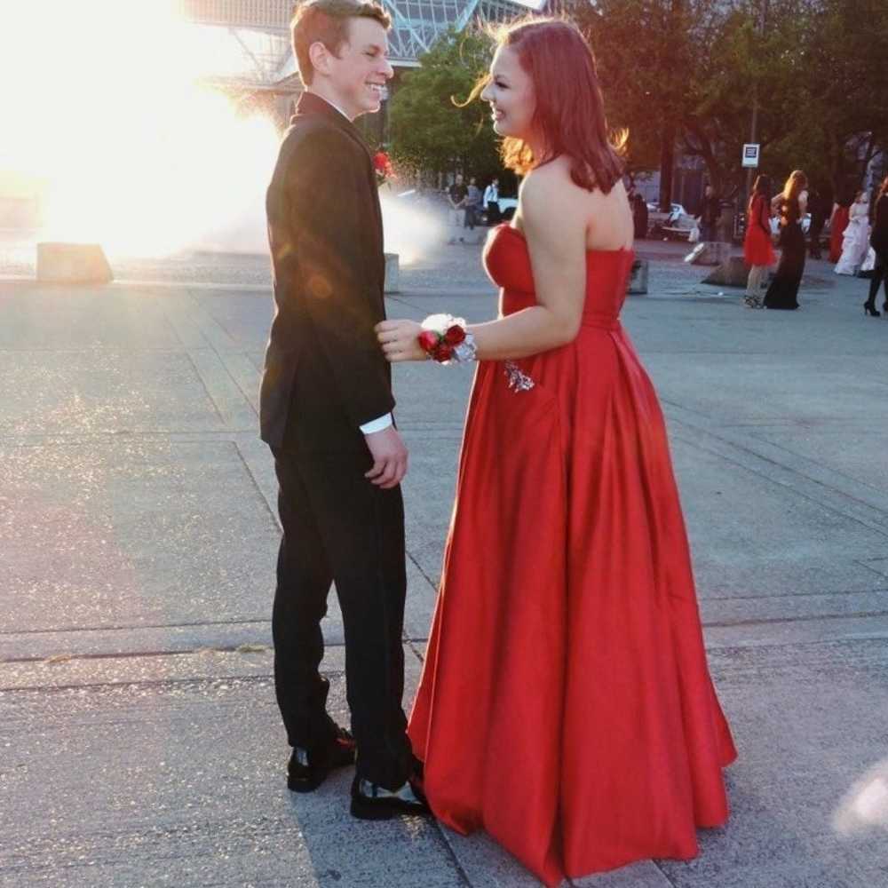 Red Full Length Prom Dress - image 6