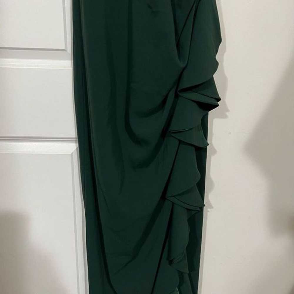 Badgley Mischka Green Sequin Ruffle Gown Size 16 … - image 3