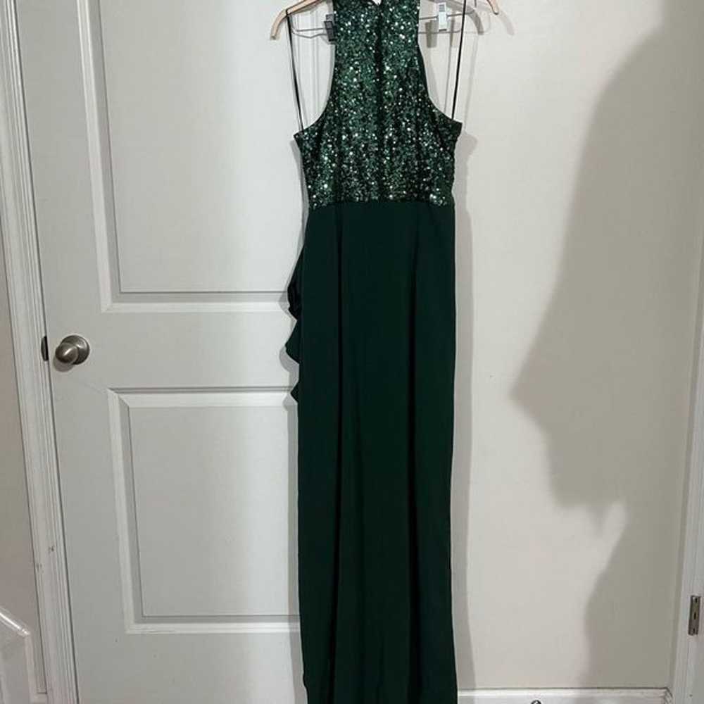 Badgley Mischka Green Sequin Ruffle Gown Size 16 … - image 5