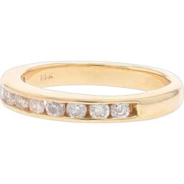 Yellow Gold Diamond Wedding Band - 14k Round Bril… - image 1