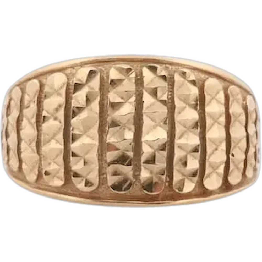 14k Textured Wide Dome 14k Yellow Gold Band. 14k … - image 1