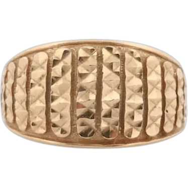 14k Textured Wide Dome 14k Yellow Gold Band. 14k E
