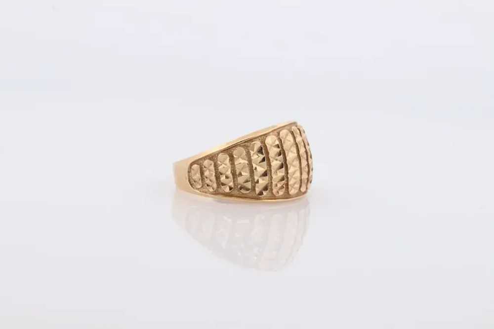 14k Textured Wide Dome 14k Yellow Gold Band. 14k … - image 3