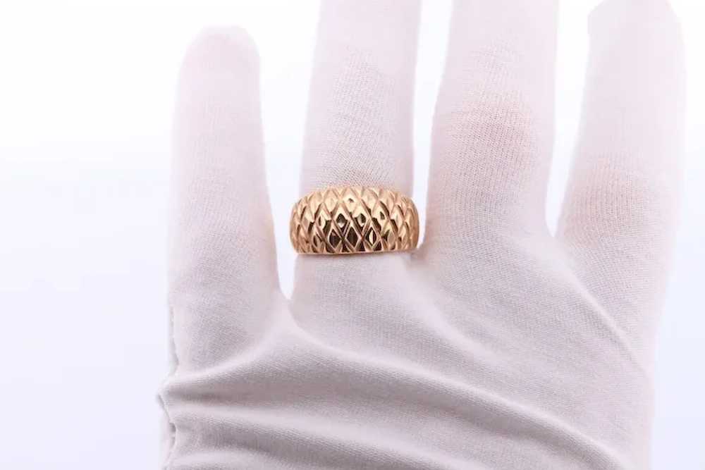 14k Textured Wide Dome 14k Yellow Gold Band. Heav… - image 2