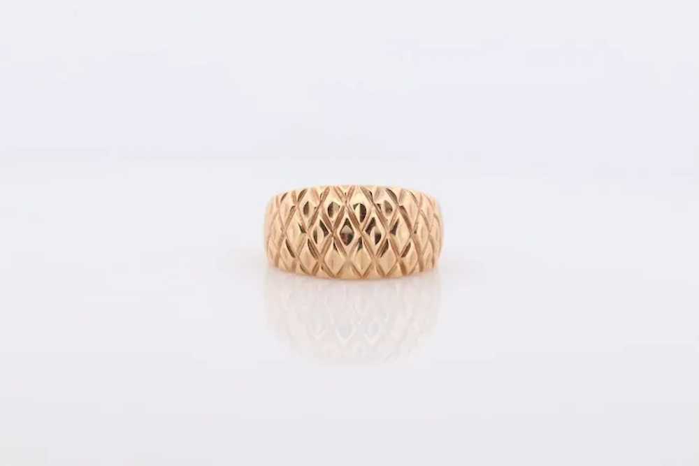 14k Textured Wide Dome 14k Yellow Gold Band. Heav… - image 3