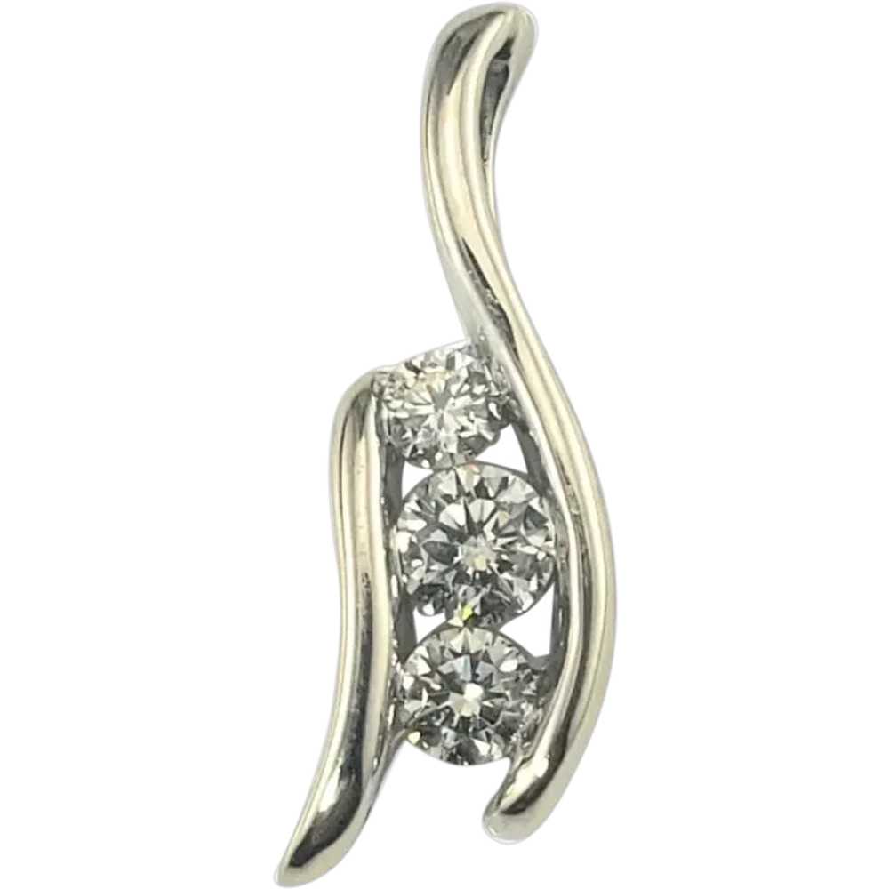 14 Karat White Gold and 3 Diamond Pendant #16722 - image 1