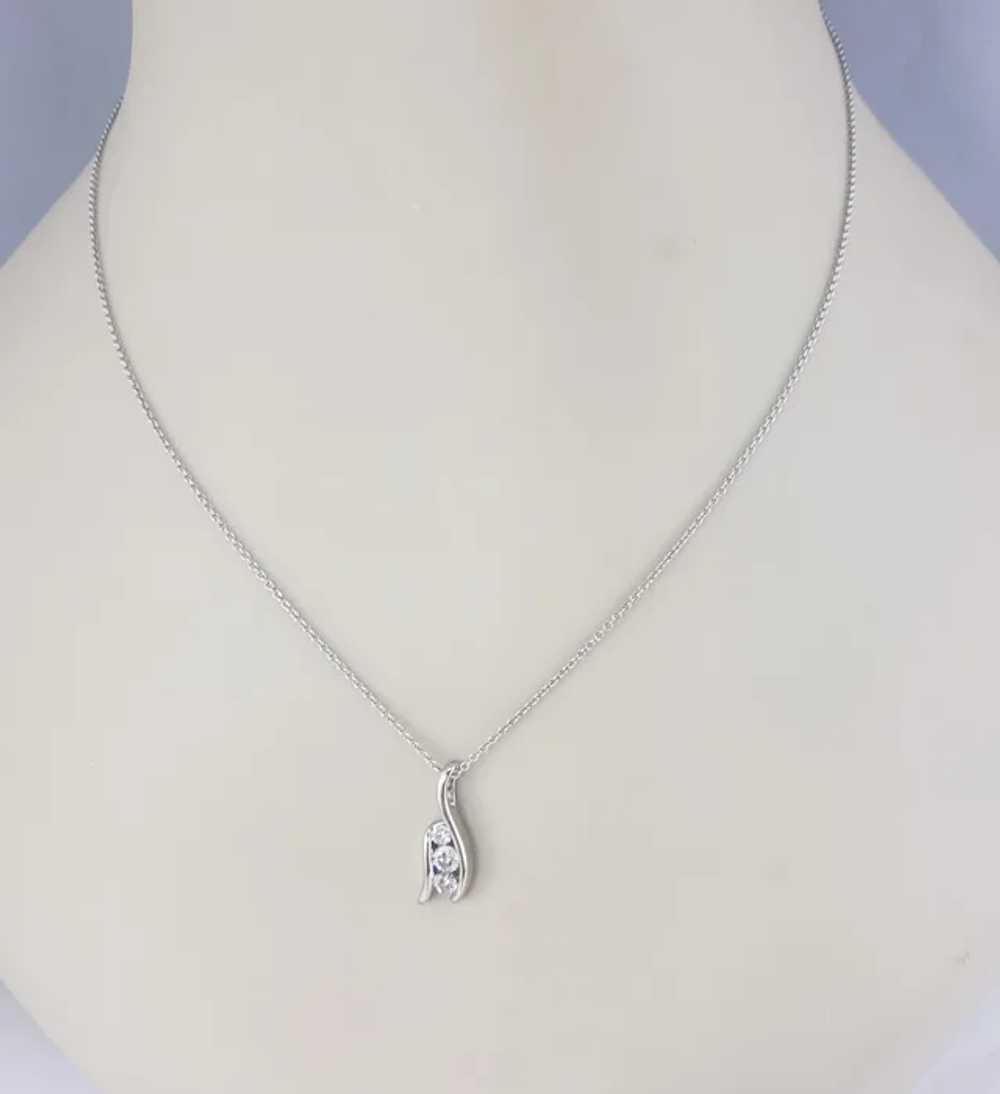 14 Karat White Gold and 3 Diamond Pendant #16722 - image 6