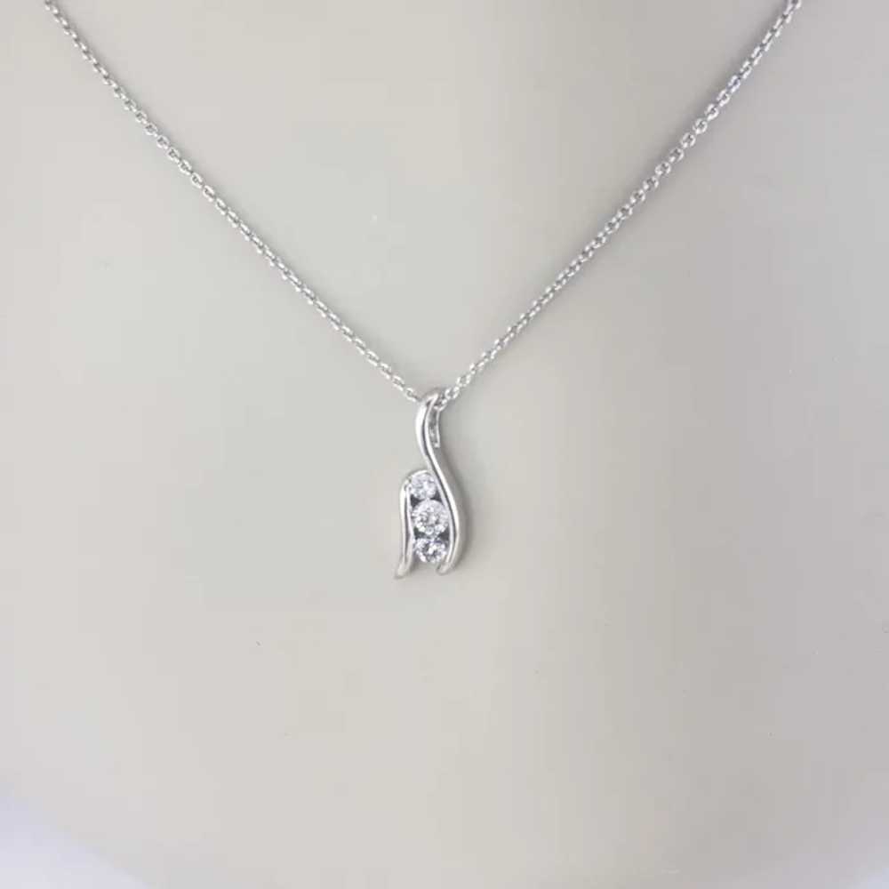 14 Karat White Gold and 3 Diamond Pendant #16722 - image 7